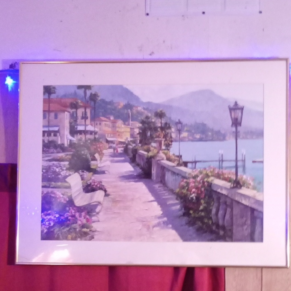Impressionist Green and Blue Coastal Painting Art